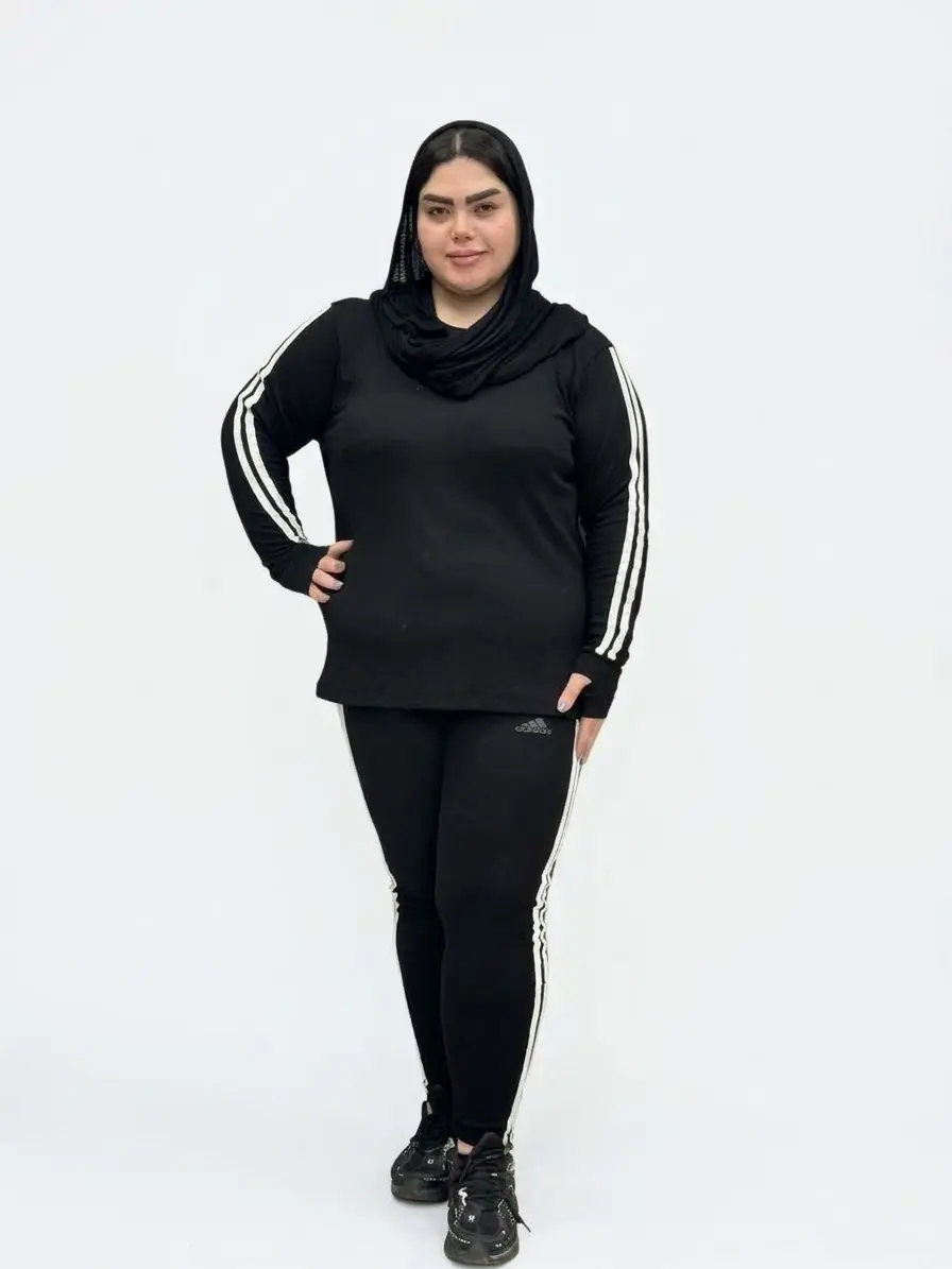 ست بلوز و شلوار سایز بزرگ زنانه طرح آدیداس دو مغزی کش
